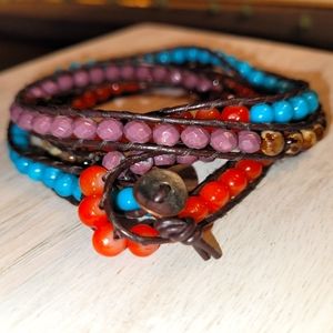 RARE-Vintage❤️✅️ Victoria Emerson-Natural Stone Wrap around bracelet & necklace